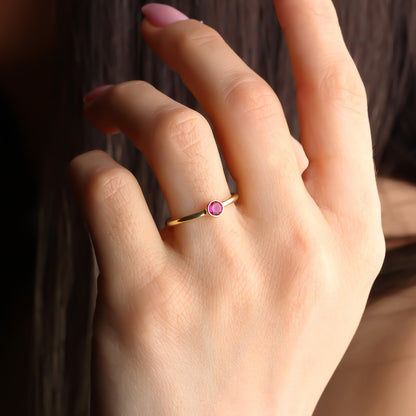 Personalized Silver Birthstone Stackable Ring