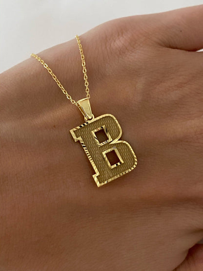 Custom Number Initial Necklace in 14K Gold