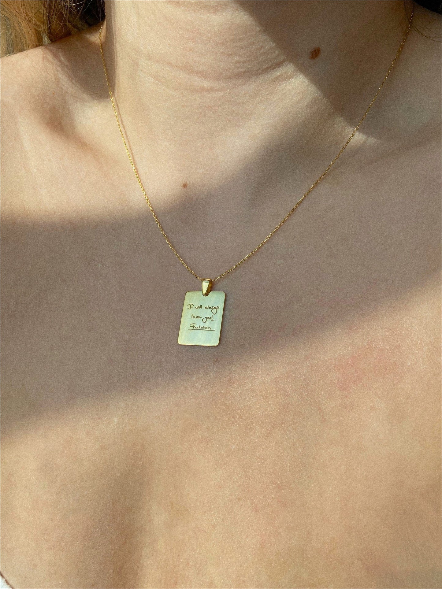 Personalized Handwriting Necklace in 14k Gold