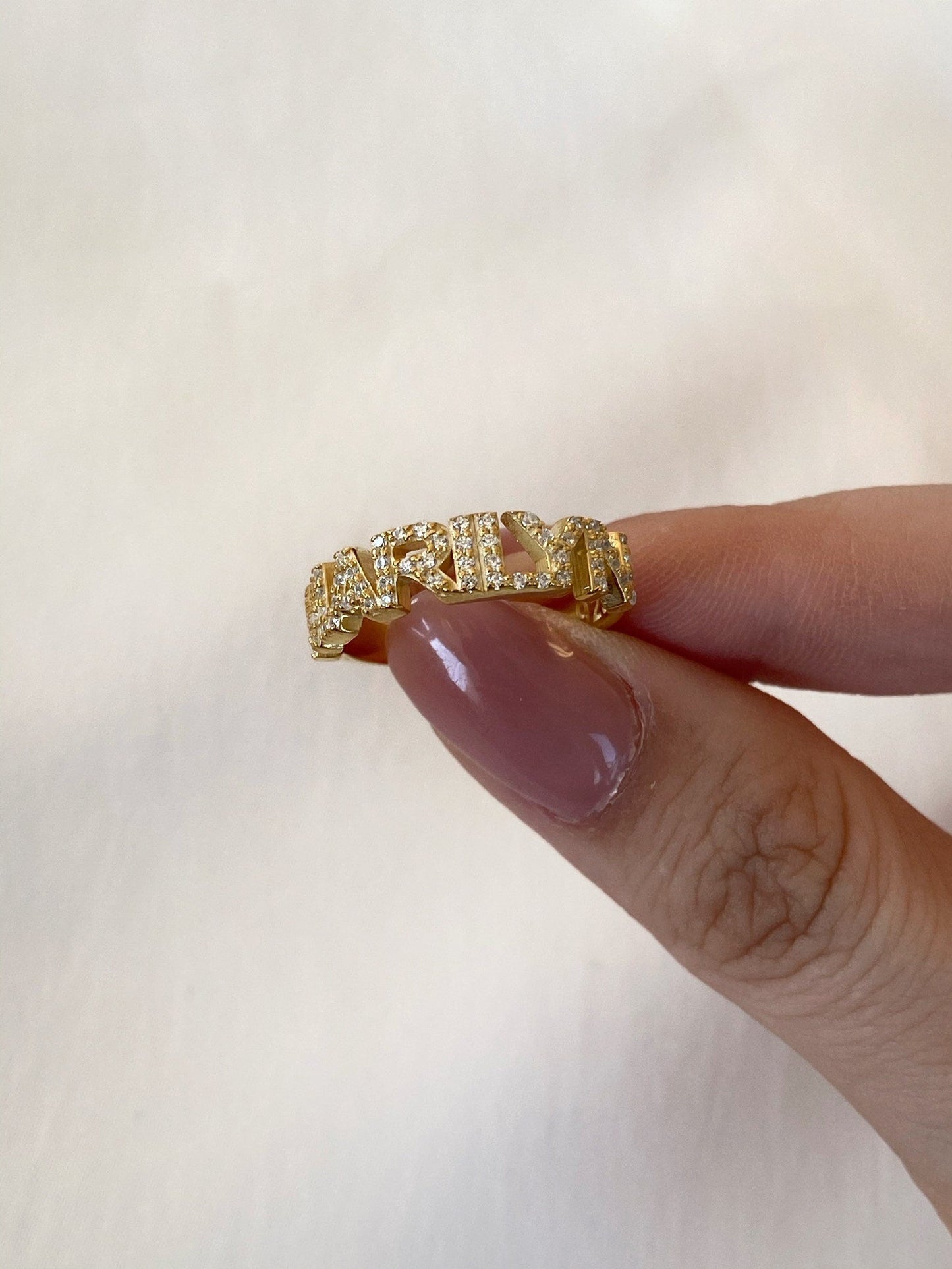 Personalized Diamond Name Ring in 14k Gold