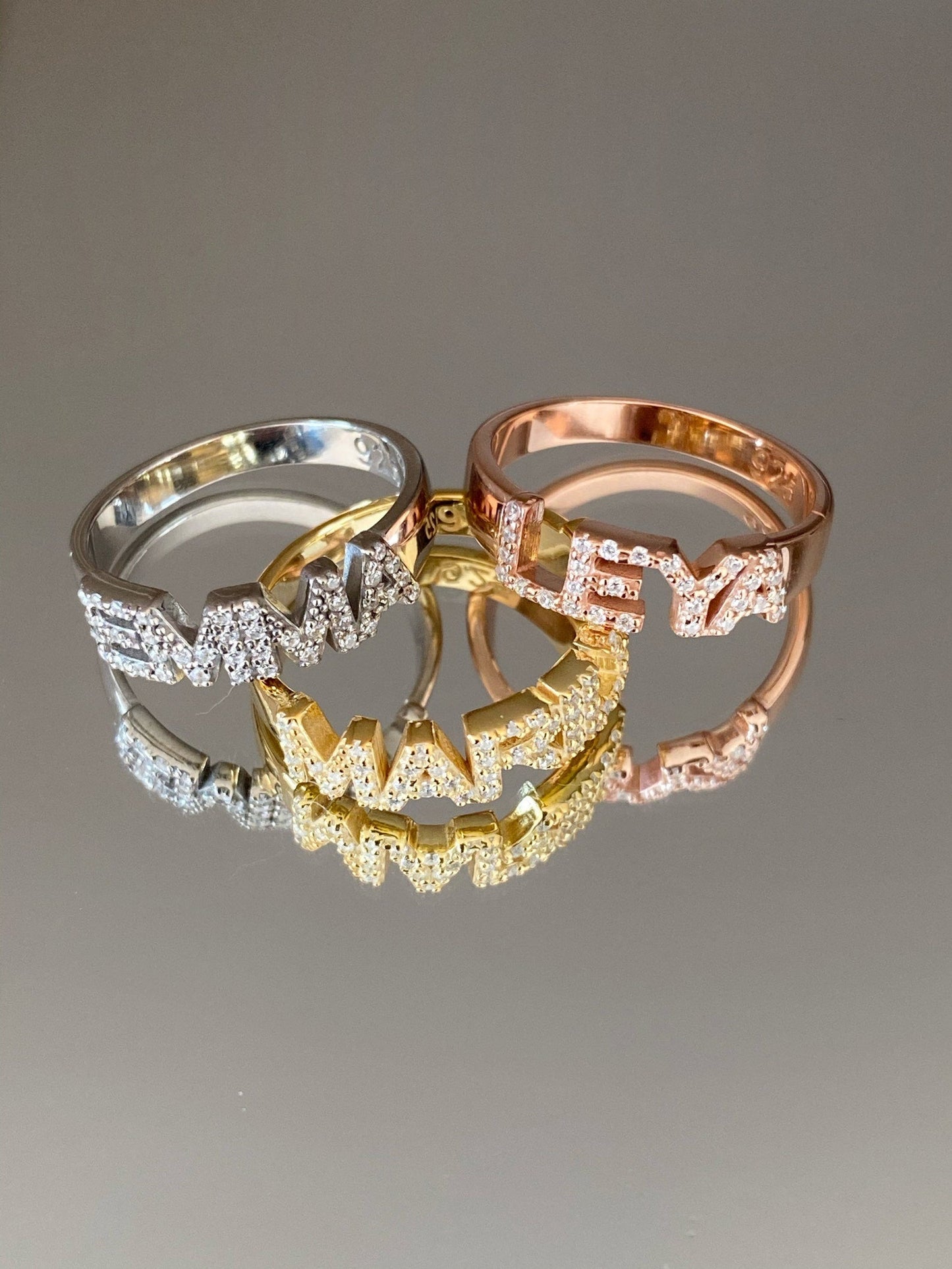 Personalized Diamond Name Ring in 14k Gold