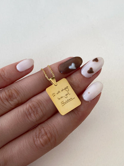 Personalized Handwriting Necklace in 14k Gold