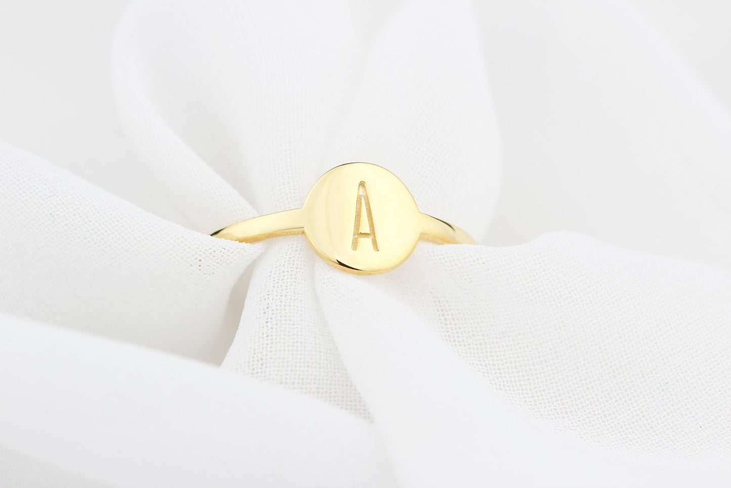 Personalized Silver and Gold Initial Disc Ring