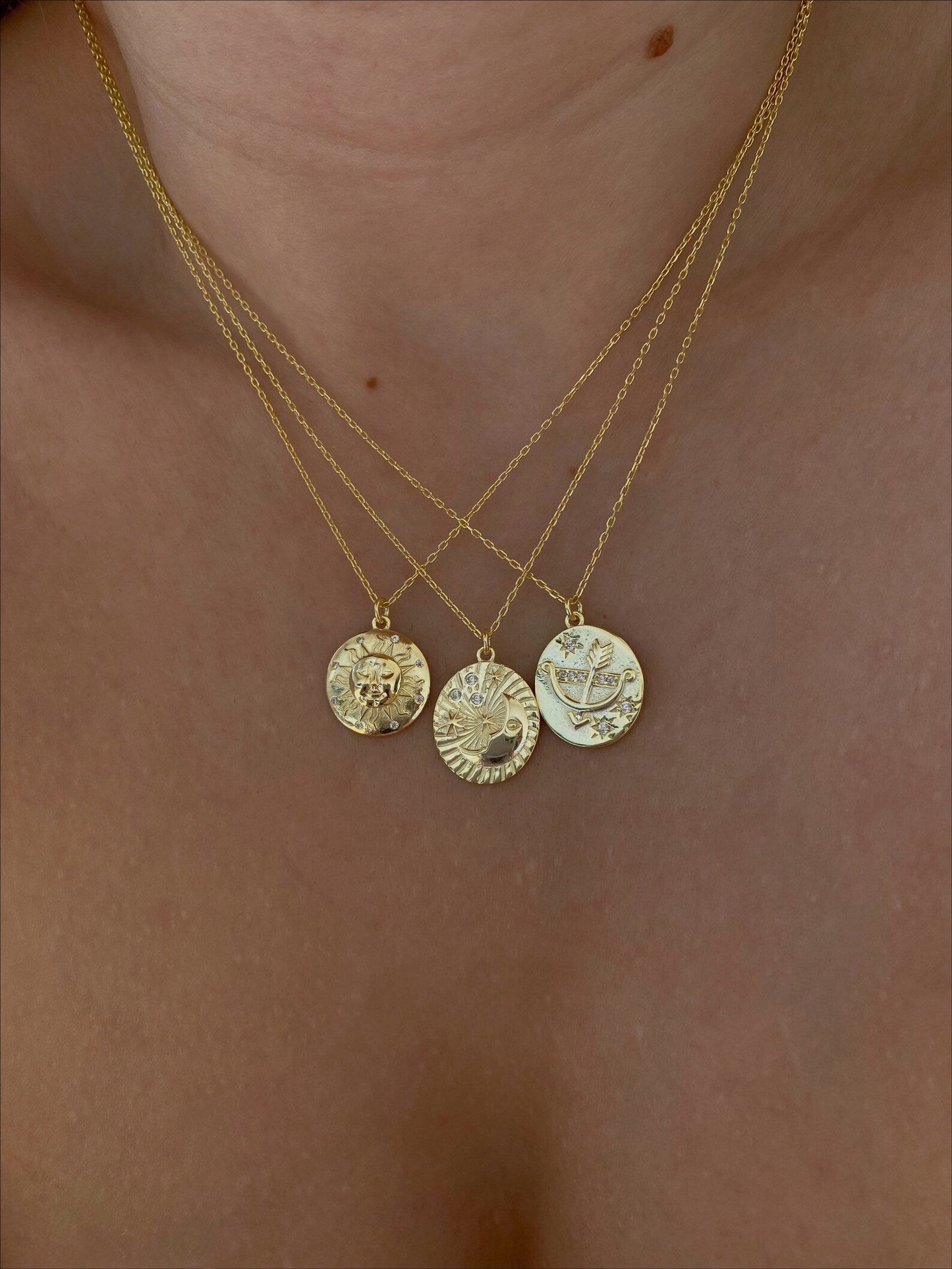 Sterling Silver Moon Medallion Necklace