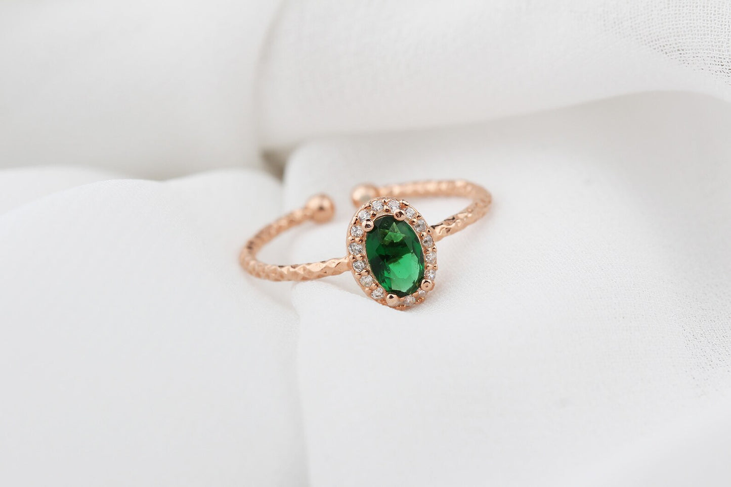 Dainty Silver Oval Birthstone Stackable Ring