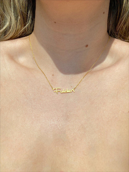 Personalized Handwriting Name Necklace in Gold