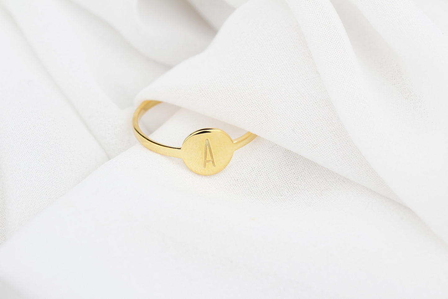 Personalized Silver and Gold Initial Disc Ring