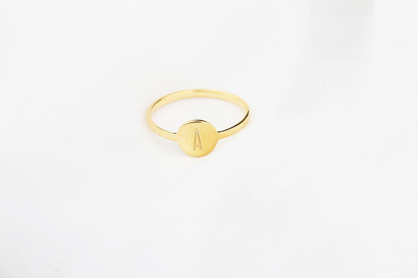 Personalized Silver and Gold Initial Disc Ring