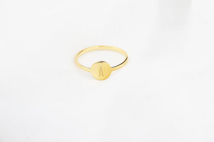 Personalized Silver and Gold Initial Disc Ring