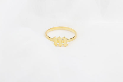 Silver Minimalist Gothic Initial Ring for Everyday Wear