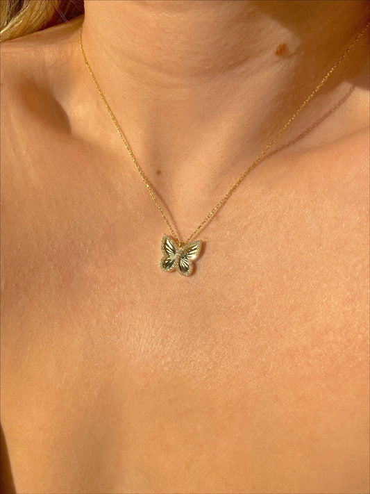 Dainty Crystal Butterfly Pendant Necklace