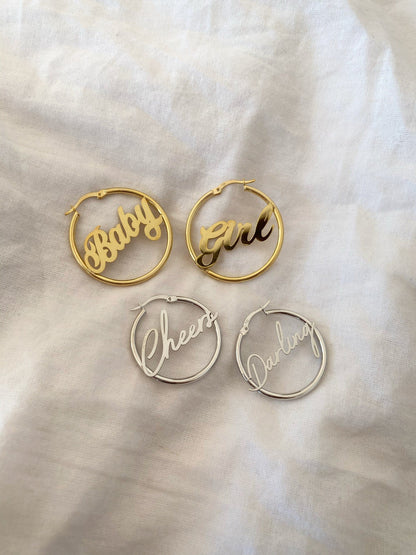 Personalized Sterling Silver Hoop Earrings