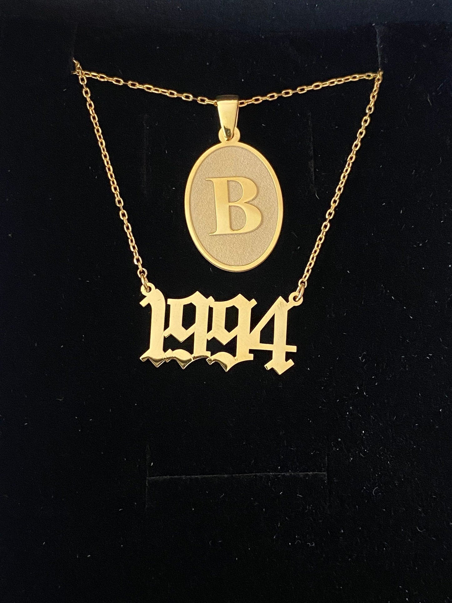 Personalized Old English Number Necklace