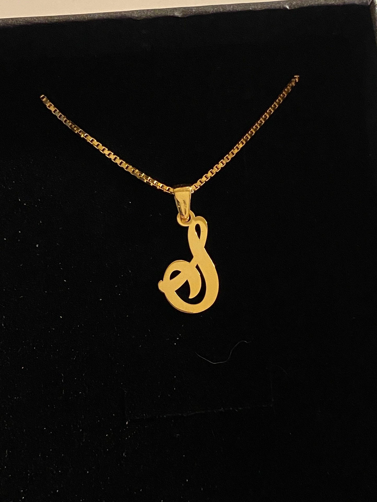 Personalized Gold Initial Necklace with Box Chain