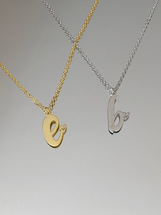 Personalized Initial Necklace with Tiny Heart