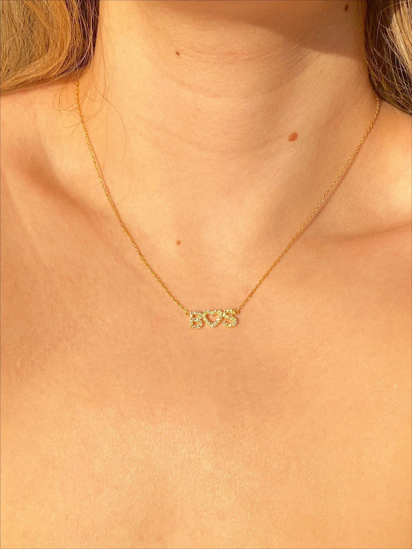 Personalized Double Initial Heart Necklace in Silver