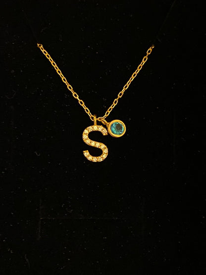 Personalized Birthstone Letter Necklace