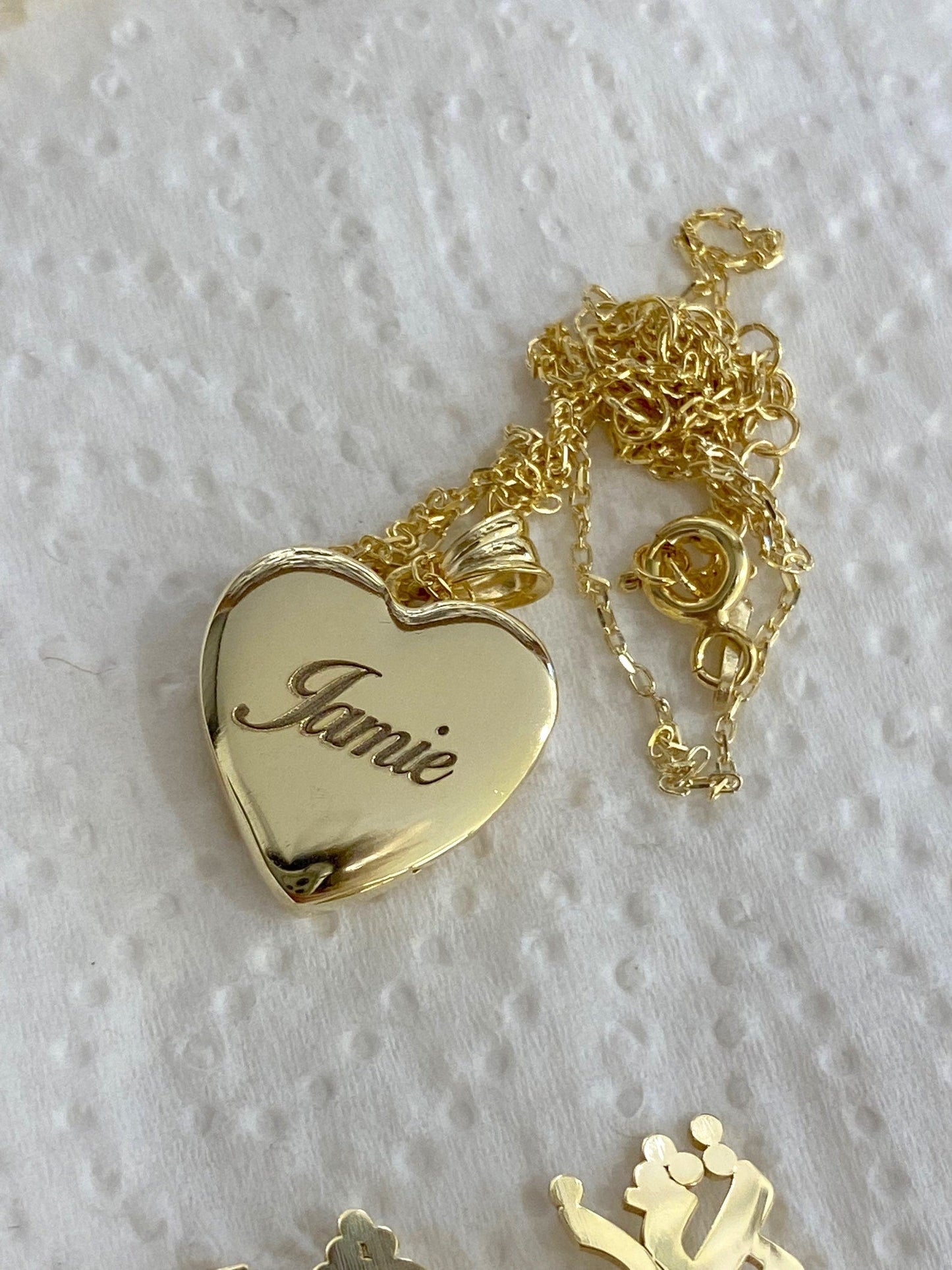 Personalized Gold Heart Locket Necklace