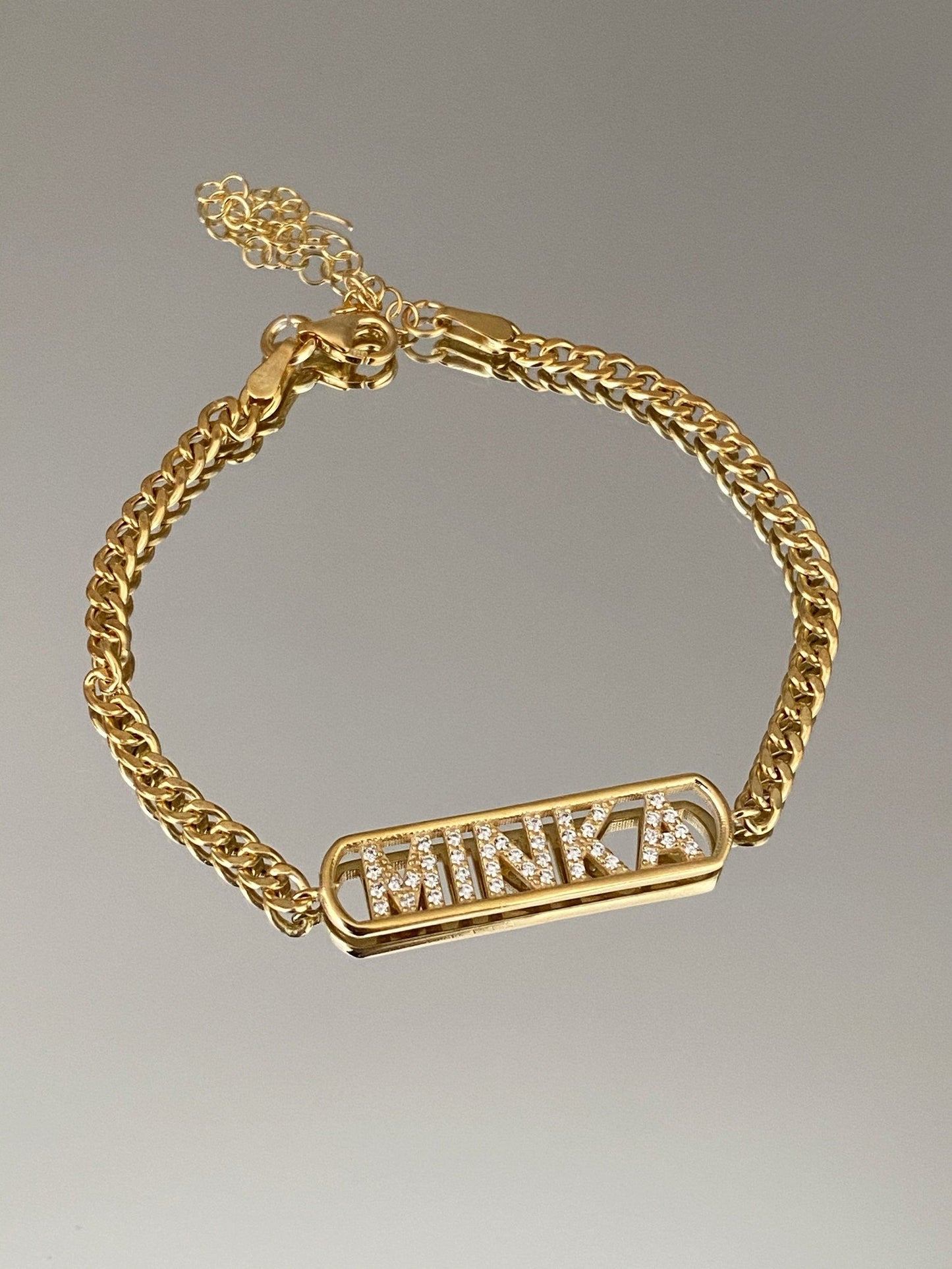 Personalized 14k Gold Crystal Name Bracelet