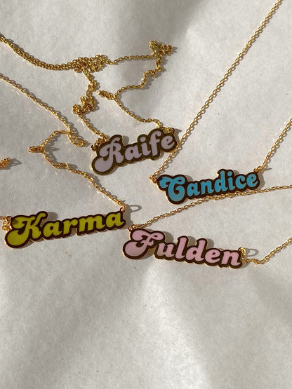 Personalized Colorful Name Necklace in Silver