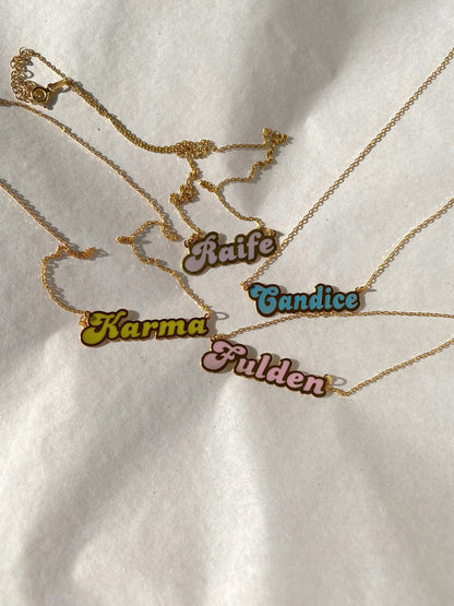 Personalized Colorful Name Necklace in Silver