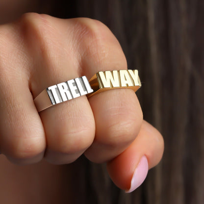 Dainty Personalized Sterling Silver Name Ring