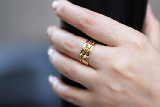 Clover Band Ring in Silver and Rose Gold