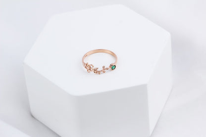 Personalized Rose Gold Birth Flower Ring