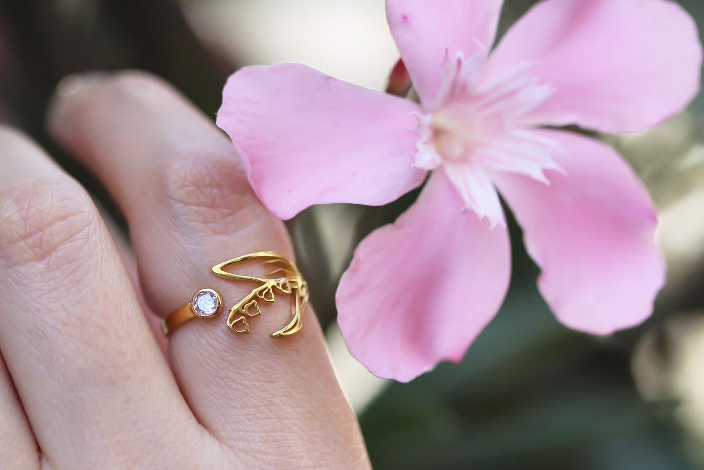 Sterling Silver Dainty Birth Flower Ring