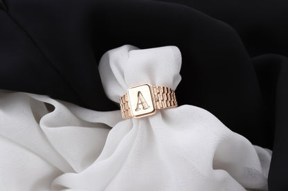 Sterling Silver Rose Gold Initial Letter Ring