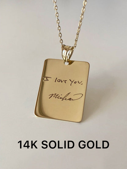 Personalized Handwriting Necklace in 14k Gold