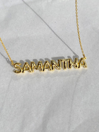 Personalized 14k Gold Bubble Name Necklace