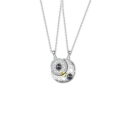 Custom Sun and Moon Photo Projection Necklace