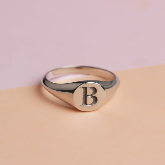 Sterling Silver Monogram Initial Signet Ring