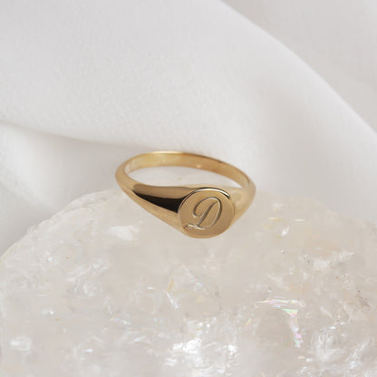 Custom Gold and Silver Initial Signet Ring