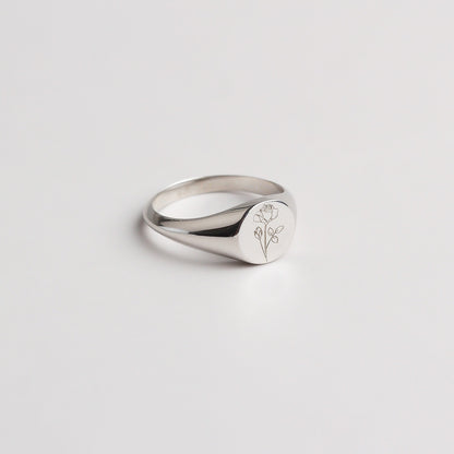 Gold and Silver Birth Flower Minimalist Ring