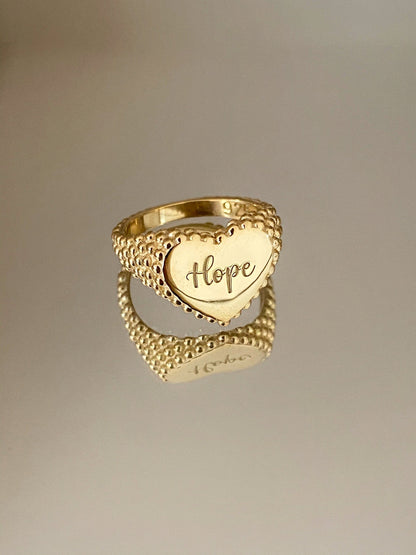 Personalized Vintage Gold Heart Ring