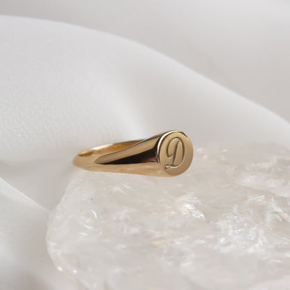 Custom Gold and Silver Initial Signet Ring