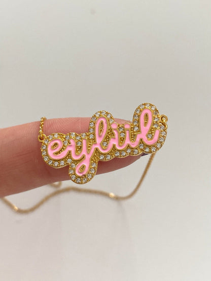 Colorful Custom Name Necklace in Gold and Silver