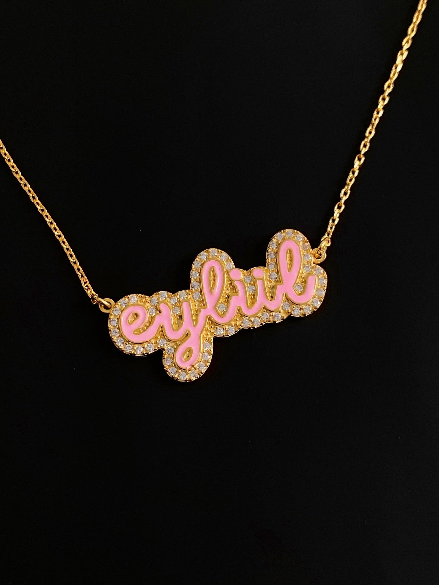 Colorful Custom Name Necklace in Gold and Silver