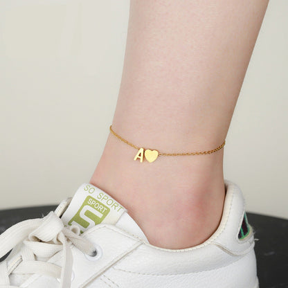 Custom Initial Dainty Anklet in Silver