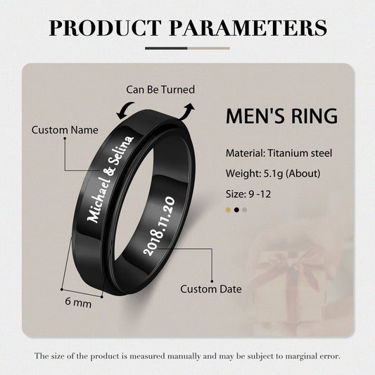 Personalized Spinner Ring for Men