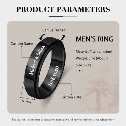 Personalized Titanium Steel Spinner Ring