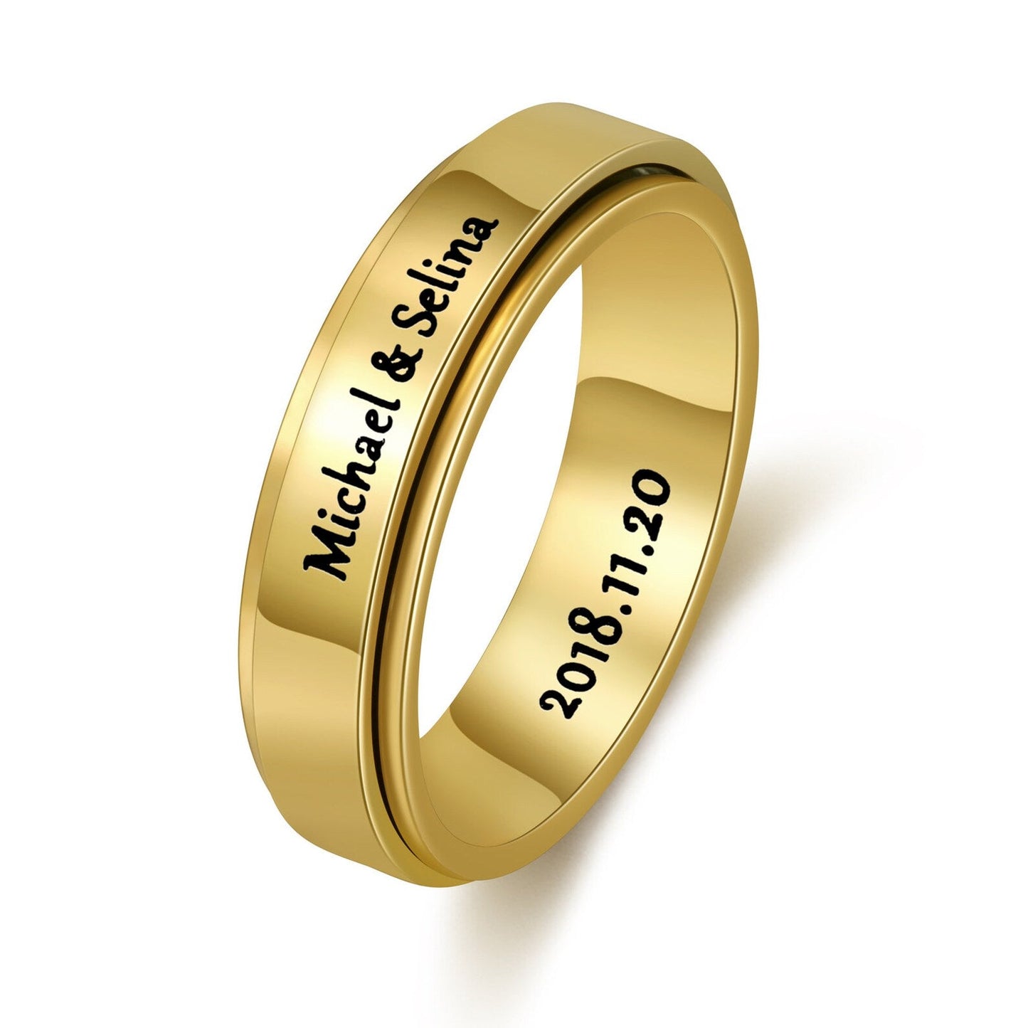 Personalized Titanium Steel Spinner Ring