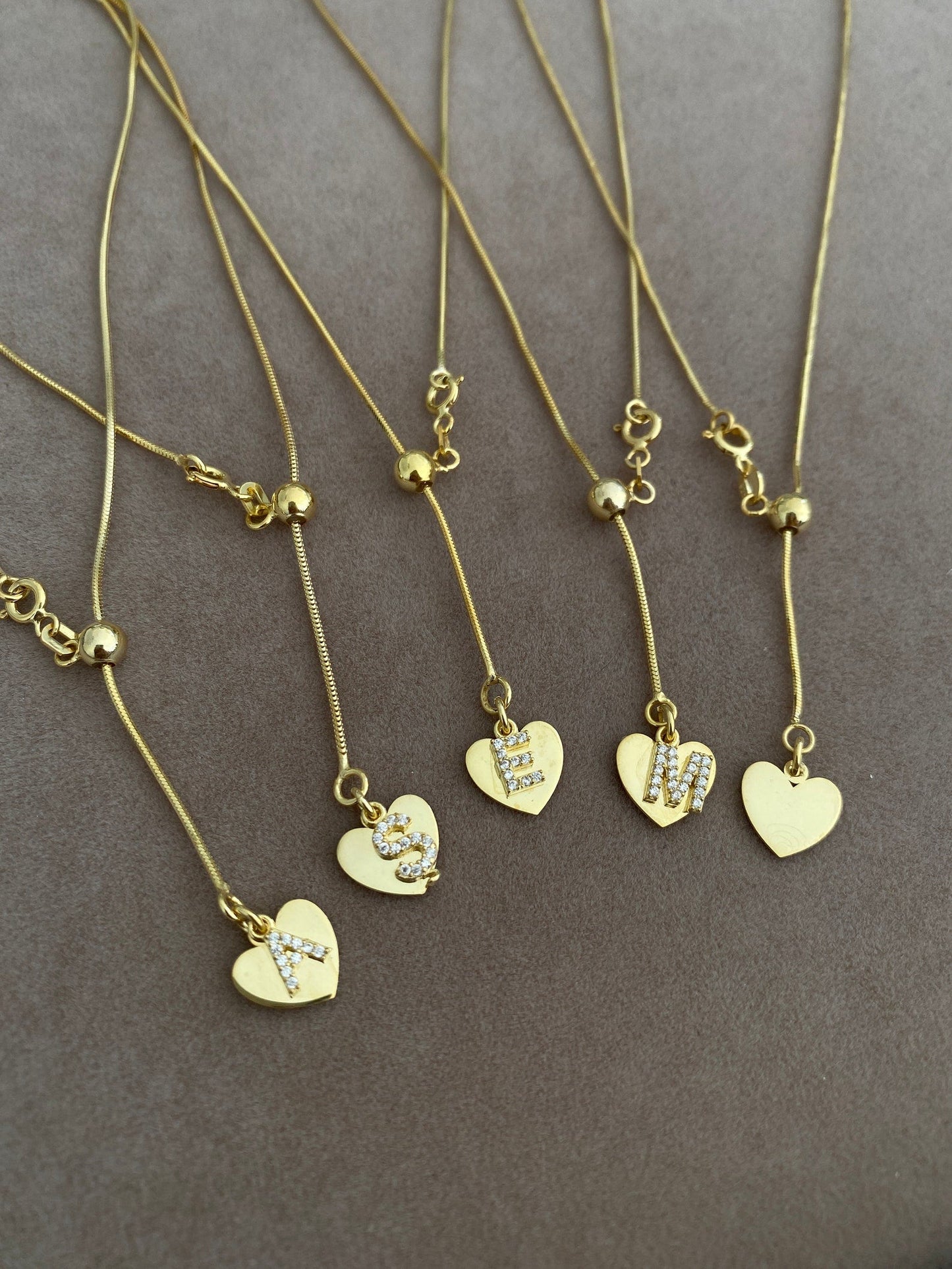 Personalized Heart Initial Necklace with Adjustable Chain