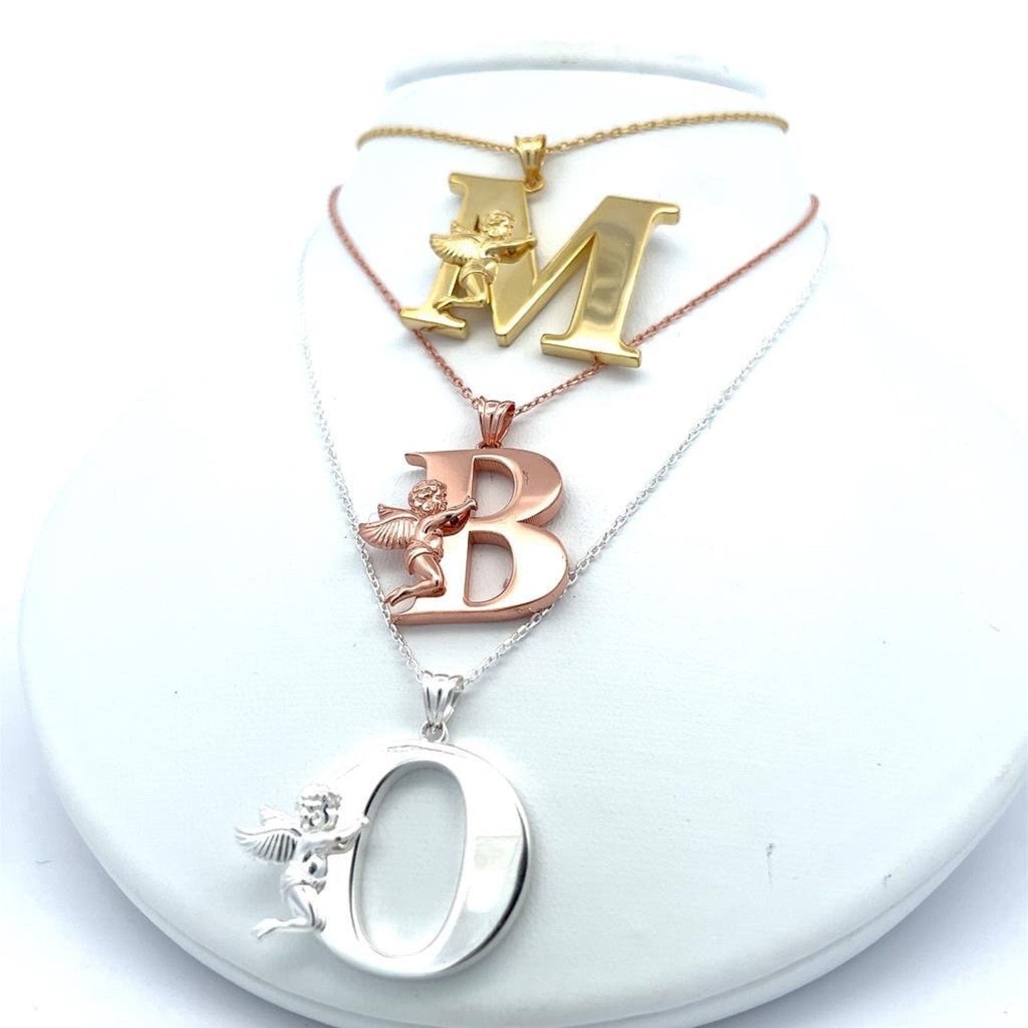 Personalized Gold Angel Initial Necklace