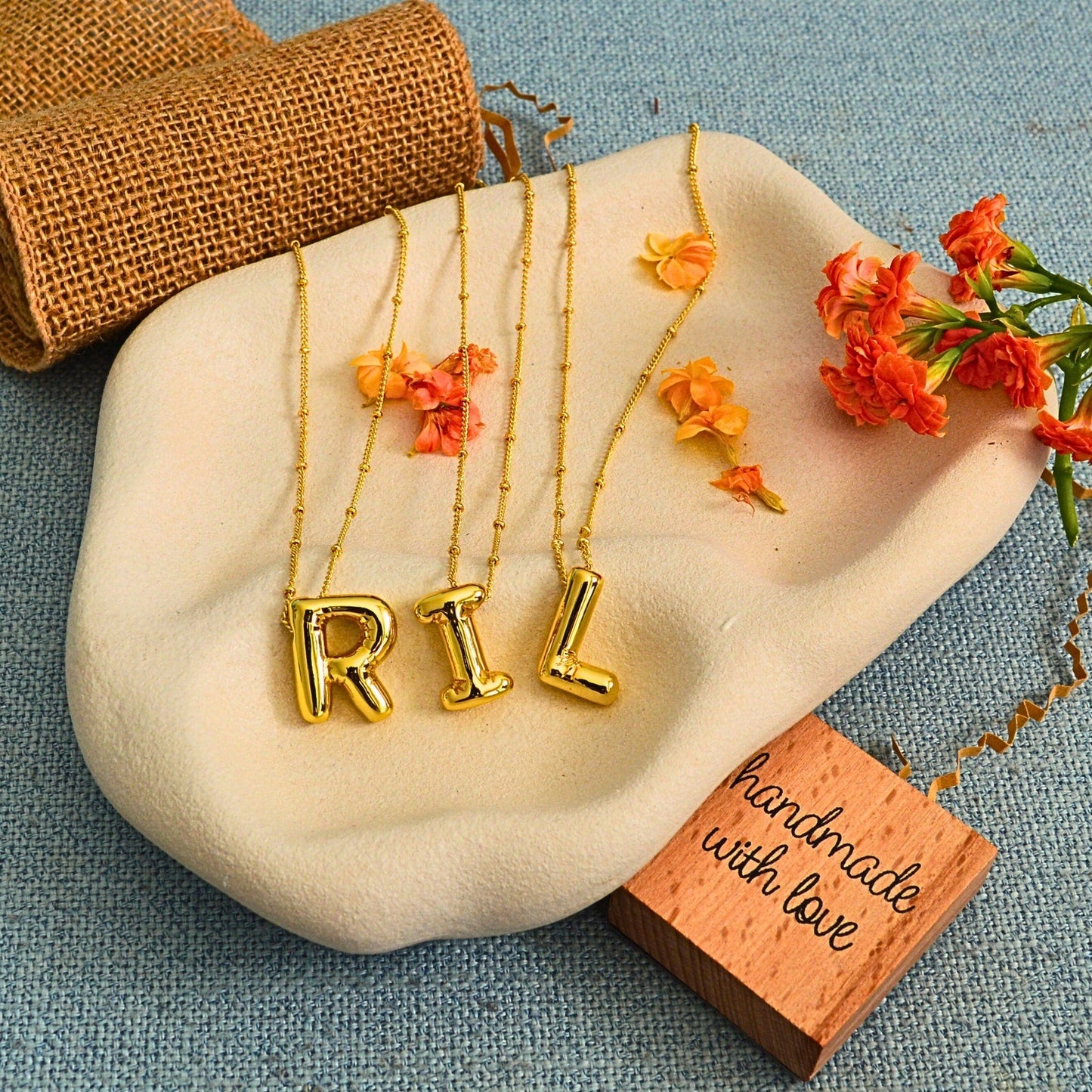 Personalized Gold Balloon Letters Necklace