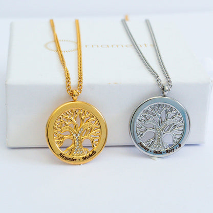 Custom 18k Gold Plated Family Tree Necklace