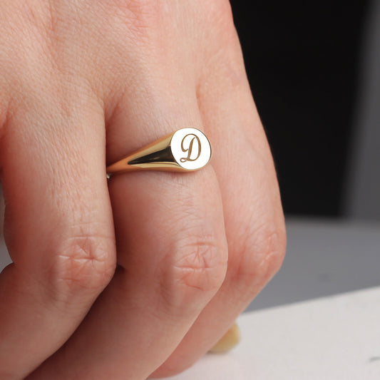 Custom Gold and Silver Initial Signet Ring