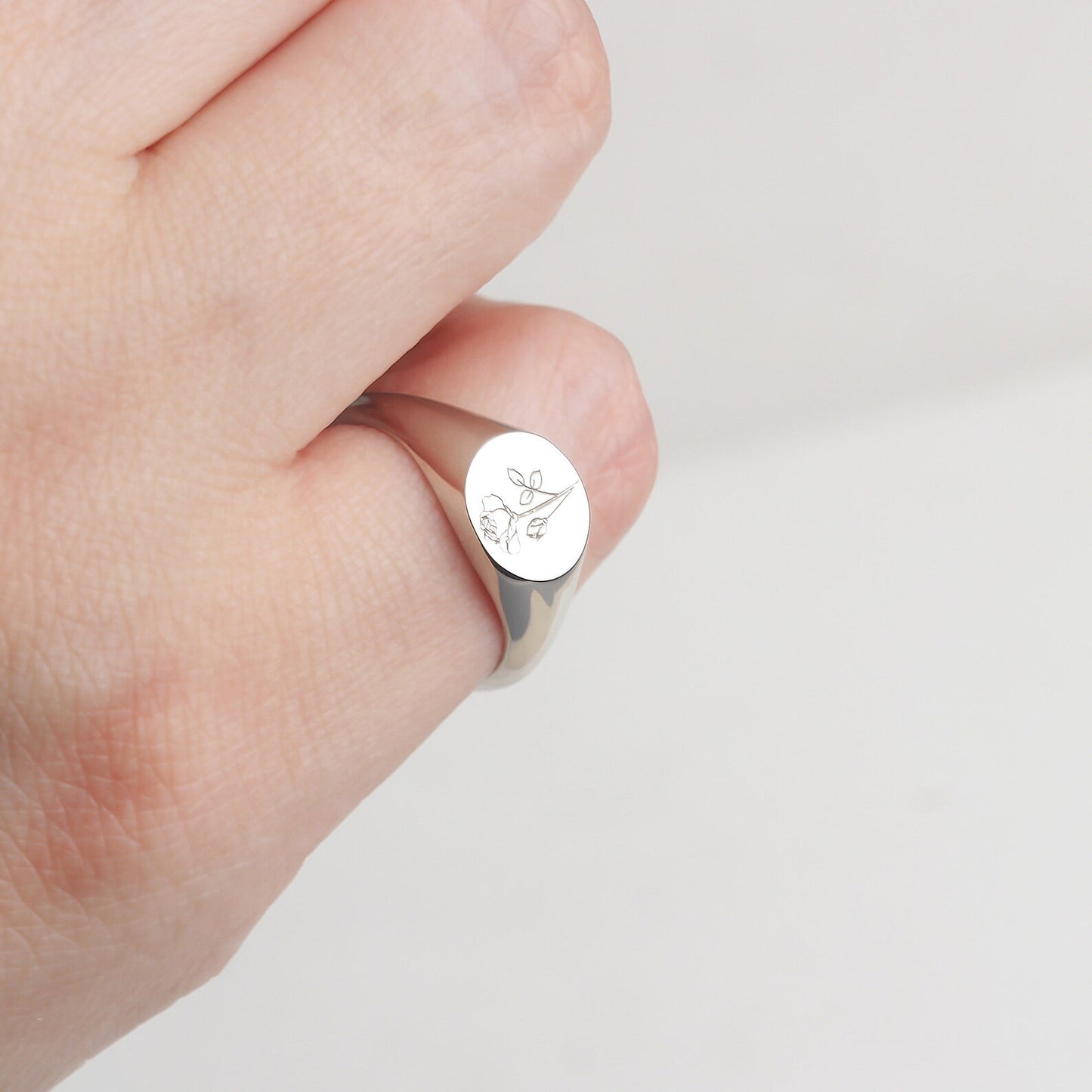 Gold and Silver Birth Flower Minimalist Ring